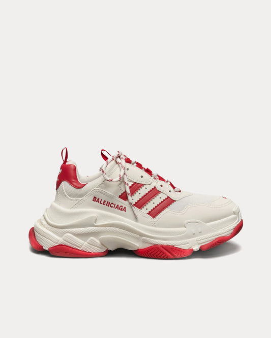 Shoellist | BALENCIAGA X ADIDAS Triple S White  White  Red Low Top Sneakers