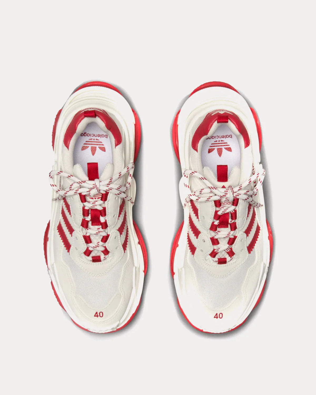 BALENCIAGA X ADIDAS Triple S White  White  Red Low Top Sneakers